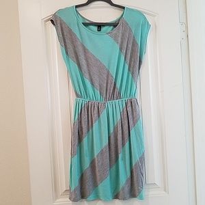 Aqua Stripes Chevron Spring Summer Mini Dress Mint